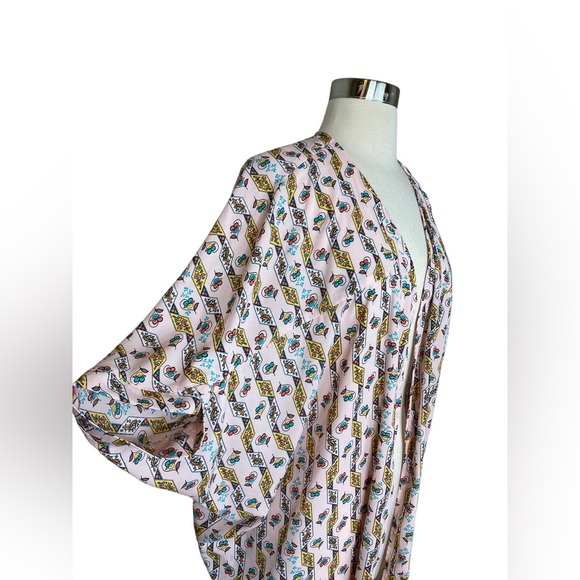 Melissa McCarthy Seven7 Pink Printed kimono Duster Large Floral - Picture 7 of 10